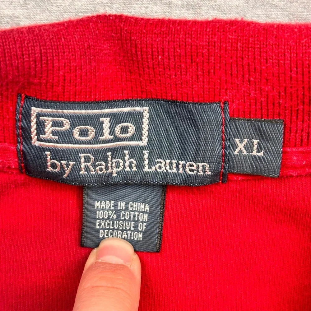 Polo Ralph Lauren Mens XL Red Long Sleeve Cotton Polo Shirt Pony Logo